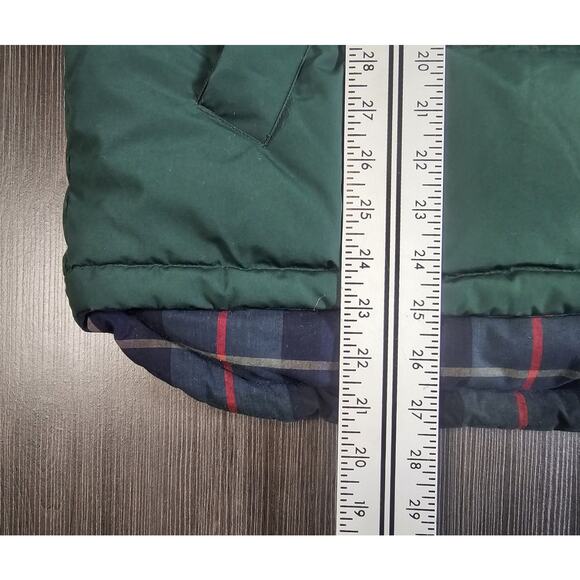 VINTAGE Eddie Bauer Vest Mens Large Green Goose Down Reversible Full Zip Plaid - Picture 8 of 9